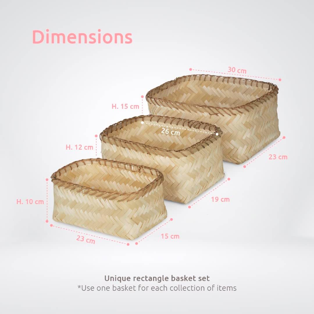 Natural Bamboo Storage Baskets for Organization - Image 2