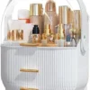 Makeup Organizer Skincare Organizers - Cosmetic Display Cases with Transparent Cover, SkinCare Organizers for Bathroom Countertop, Bedroom Vanity Desk, Lipstick Organizer, White