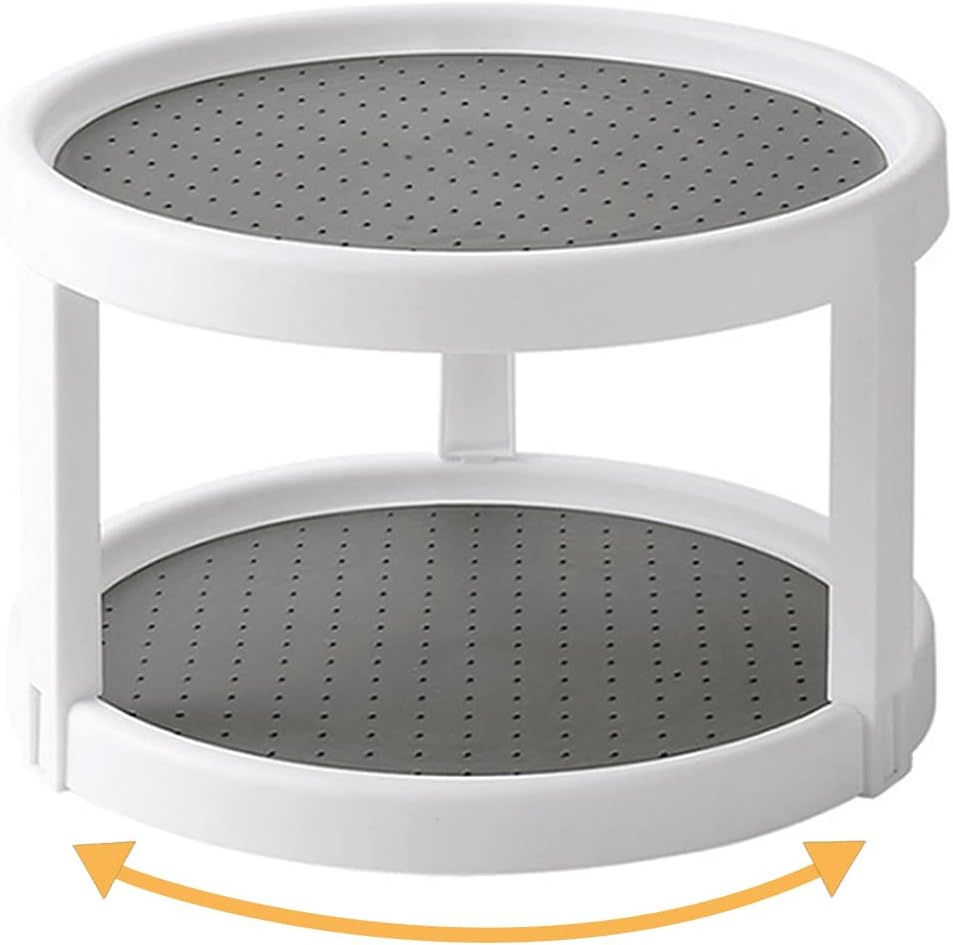 Organizer, 2 Tier Non Skid Spice Rack Turntable,360 Degree Rotating Seasoning Organizer, 10-Inch Spinning Organizer for Pantry Cabinet, Kitchen, Countertop, Vanity Display Stand