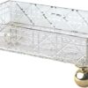 Transparent Makeup Organizer Storage Box Bathroom Counter Organizer Acrylic Vanity Tray with Gold Feet Geometric Texture Waterproof Makeup Organizer Countertop Storage for Hotel Home