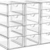 Acrylic Makeup Organizer with 13 Drawers, Bathroom Counter Organizer, Acrylic Organizers, Desk Organizer, Office Supplies, Storage Drawers for Cosmetic, Pencil, Coffee, etc 3 Pack