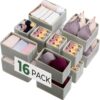 16 Pack Drawer Organizer Clothes, Dresser Drawer Organizers for Clothing Fabric Foldable Closet Organizers and Storage Bins for Baby Clothes, Nursery, Underwear, Bras, Socks