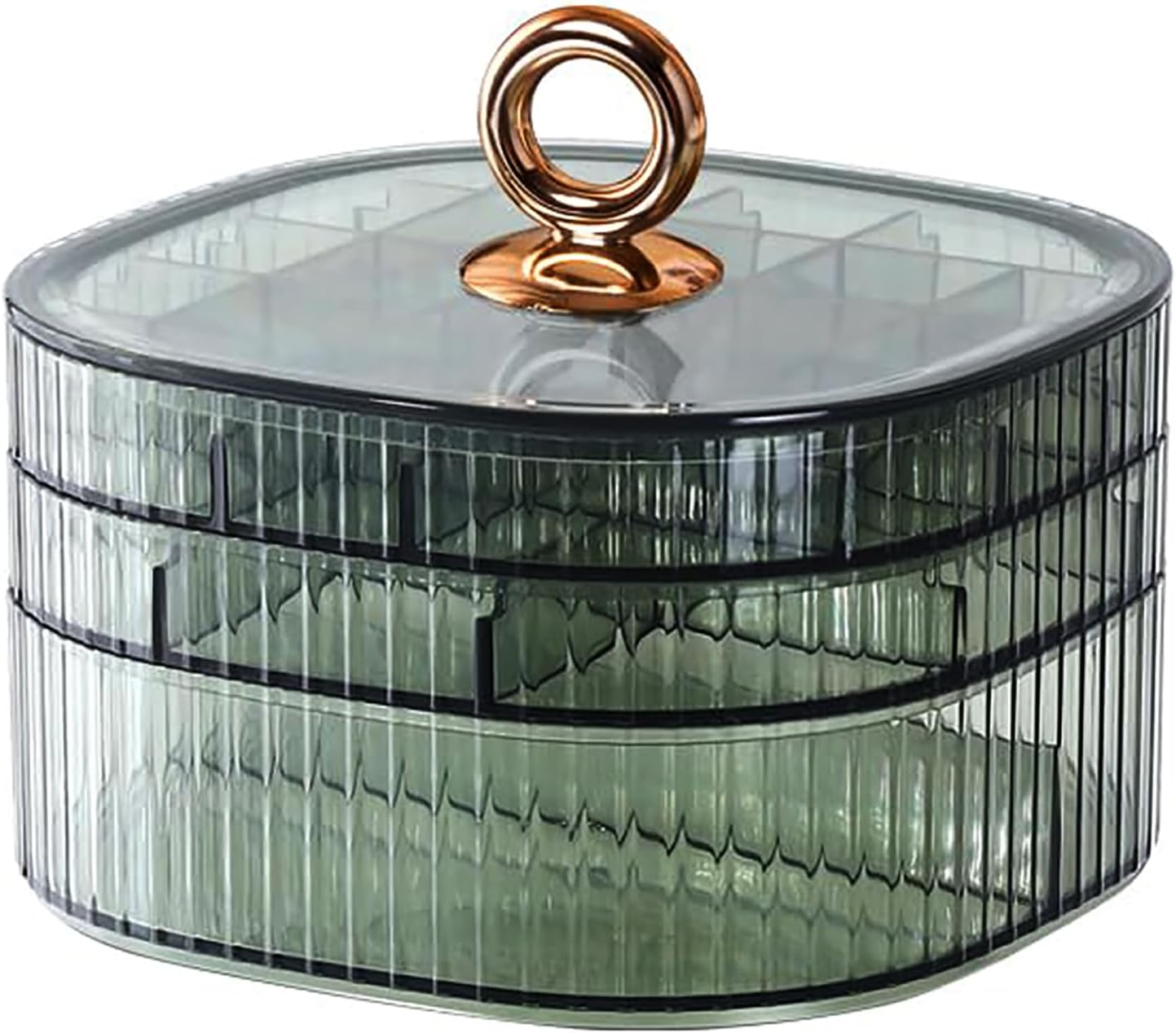 Jewelry Box, 3-Layer Acrylic Jewelry Organizer with Handle, Clear Jewelry Boxes for Women Girls, Make up Organizer, Jewelry Storage Holder (Green)
