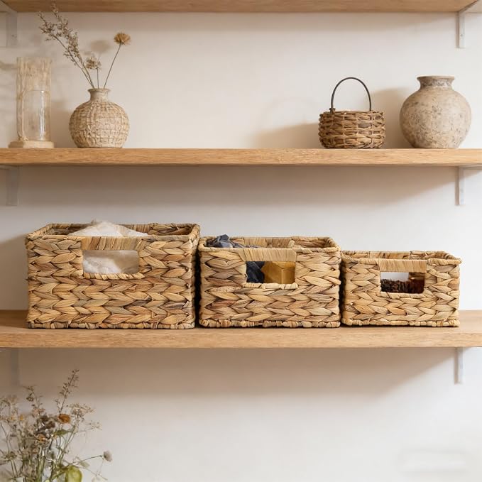 Square Woven Storage Baskets for Kitchen