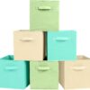 Storage Bins, Foldable Fabric Storage Cubes And Cloth Storage Organizer Drawer For Closet And Toys Storage, 6 Pack (Beige+Green+Mint Green)