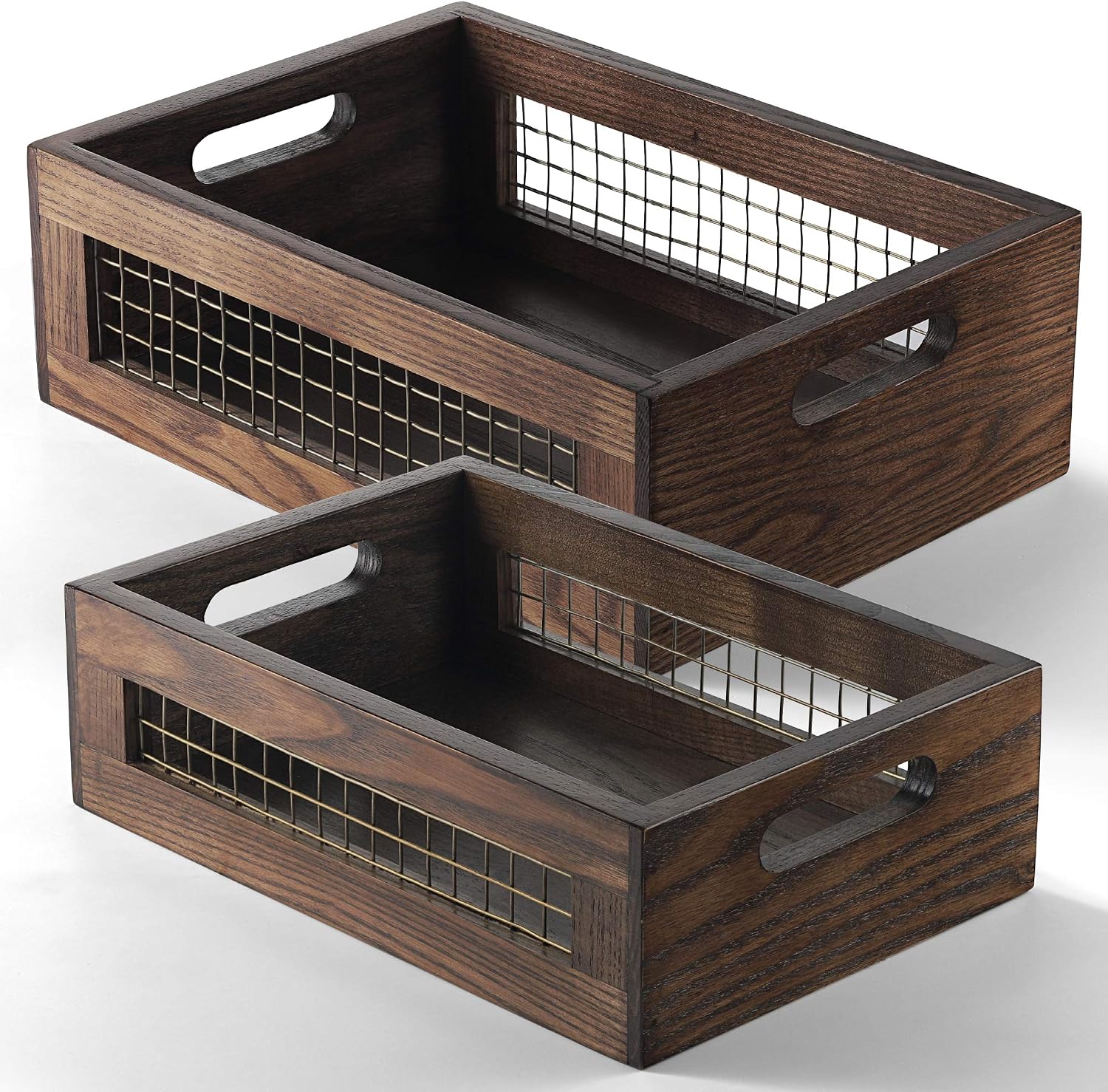Wooden Countertop Storage Baskets for Kitchen